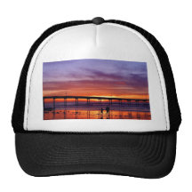 Puesta del sol de la playa del océano gorras