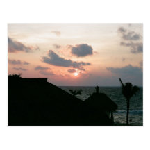 Puesta del sol de la playa tarjetas postales