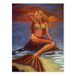 Puesta del sol de la sirena - postal