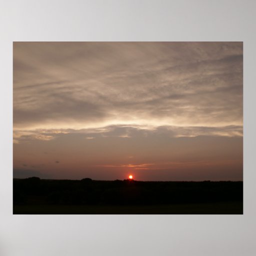 Puesta del sol de la tormenta de la pradera impresiones