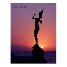 Puesta del sol de Puerto Vallarta Tarjeta Postal