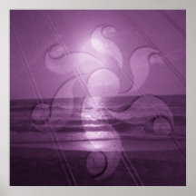 Puesta del sol del círculo de la cosecha - púrpura poster