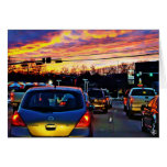 Puesta del sol del coche de Austin, Austin, TX Felicitacion