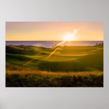Puesta del sol del golf posters