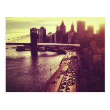 Puesta del sol del horizonte - puente de Brooklyn  Tarjetas Postales