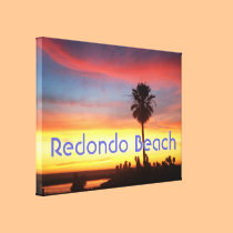 Puesta del sol del invierno en Redondo Beach, CA impresiones de lienzo