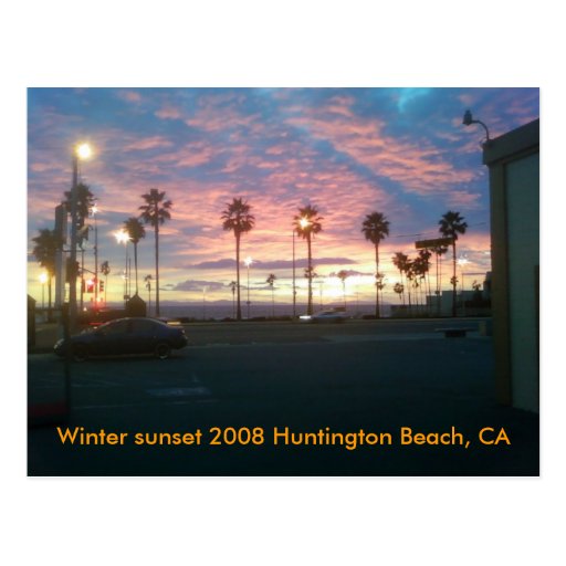 Puesta del sol del invierno Huntington 2008 B… Postales