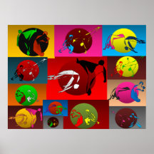 puesta del sol del juego del capoeira del poster d