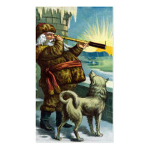 Puesta del sol del perro del telescopio de Papá No Tarjetas Personales