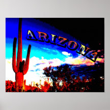 Puesta del sol del Saguaro Posters