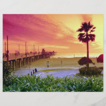 Puesta del sol, embarcadero de Huntington Beach, C Tarjetón