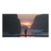 Puesta del sol en Bandon por el mar Tarjetas Fotograficas Personalizadas