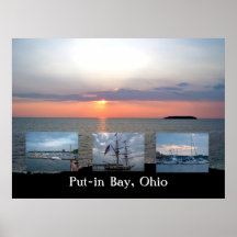 Puesta del sol en el collage del lago Erie Impresiones