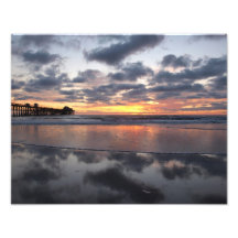 Puesta del sol en el embarcadero de la costa arte fotografico