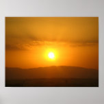 Puesta del sol en el poster de Grecia