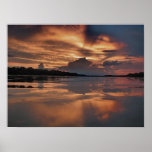 Puesta del sol en el río Danubio Poster