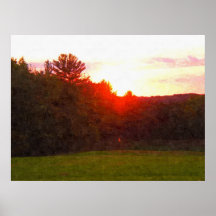 Puesta del sol en la impresión de la Curso-Pintura Poster