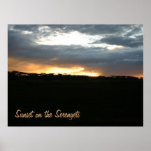 Puesta del sol en Serengeti - impresión Posters