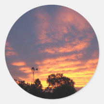 puesta del sol etiquetas redondas