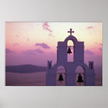 Puesta del sol hermosa: Santorini Fira en la puest Poster