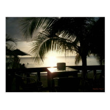 Puesta del sol jamaicana en la postal de Negril