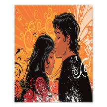 Puesta del sol moderna de la novia y del novio arte con fotos