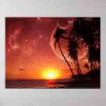 Puesta del sol planetaria tropical impresiones