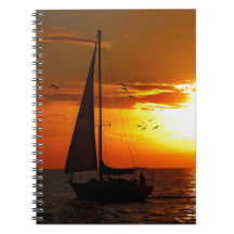 Puesta del sol que navega el Golfo de México Libreta
