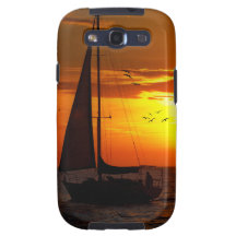 Puesta del sol que navega el Golfo de México Galaxy SIII Protectores
