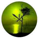 puesta del sol reloj de pared