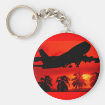 Puesta del sol roja de la línea aérea llavero