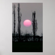 Puesta del sol rosada poster
