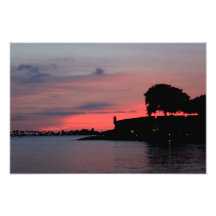 Puesta del sol San Juan viejo Puerto Rico Impresión Fotográfica