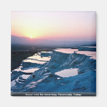 Puesta del sol sobre los travertinos, Pammukale, T Iman Para Frigorífico