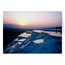 Puesta del sol sobre los travertinos, Pammukale, T Tarjeta