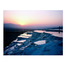Puesta del sol sobre los travertinos, Pammukale, T Tarjeta Postal