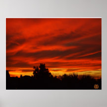 Puesta del sol suburbana poster