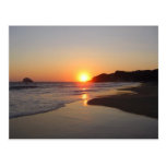 Puesta del sol tropical de la playa tarjetas postales