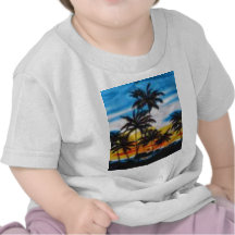 Puesta del sol tropical (impresión de la hawaiana  camiseta
