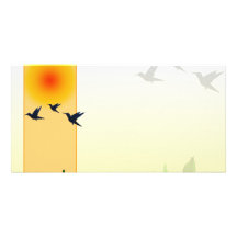 Puesta del sol - vuelo del pájaro tarjeta personal