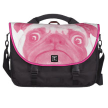 Puggy gruñón ROSADO personalizado Bolsa De Ordenador