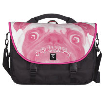 Puggy gruñón ROSADO personalizado Bolsas De Portatil