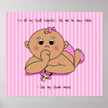 Pulgar que chupa el poster de la niña