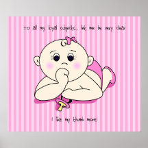 Pulgar que chupa el poster de la niña