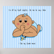 Pulgar que chupa el poster del bebé