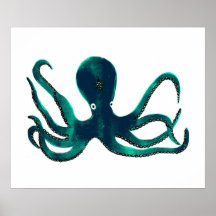 Pulpo de la turquesa impresiones