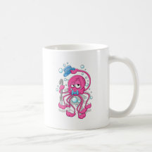 Pulpo del dibujo animado tazas
