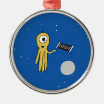 Pulpo del espacio con el ornamento de la barra de  ornamento de navidad