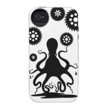 Pulpo fresco de Steampunk - engranaje de Kraken Ct iPhone 4 Carcasas