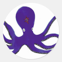 Pulpo púrpura pegatinas redondas